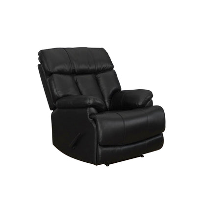Davin Fauteuil inclinable manuel en cuir véritable, grain supérieur, marron, avec repose-pieds extensible.
