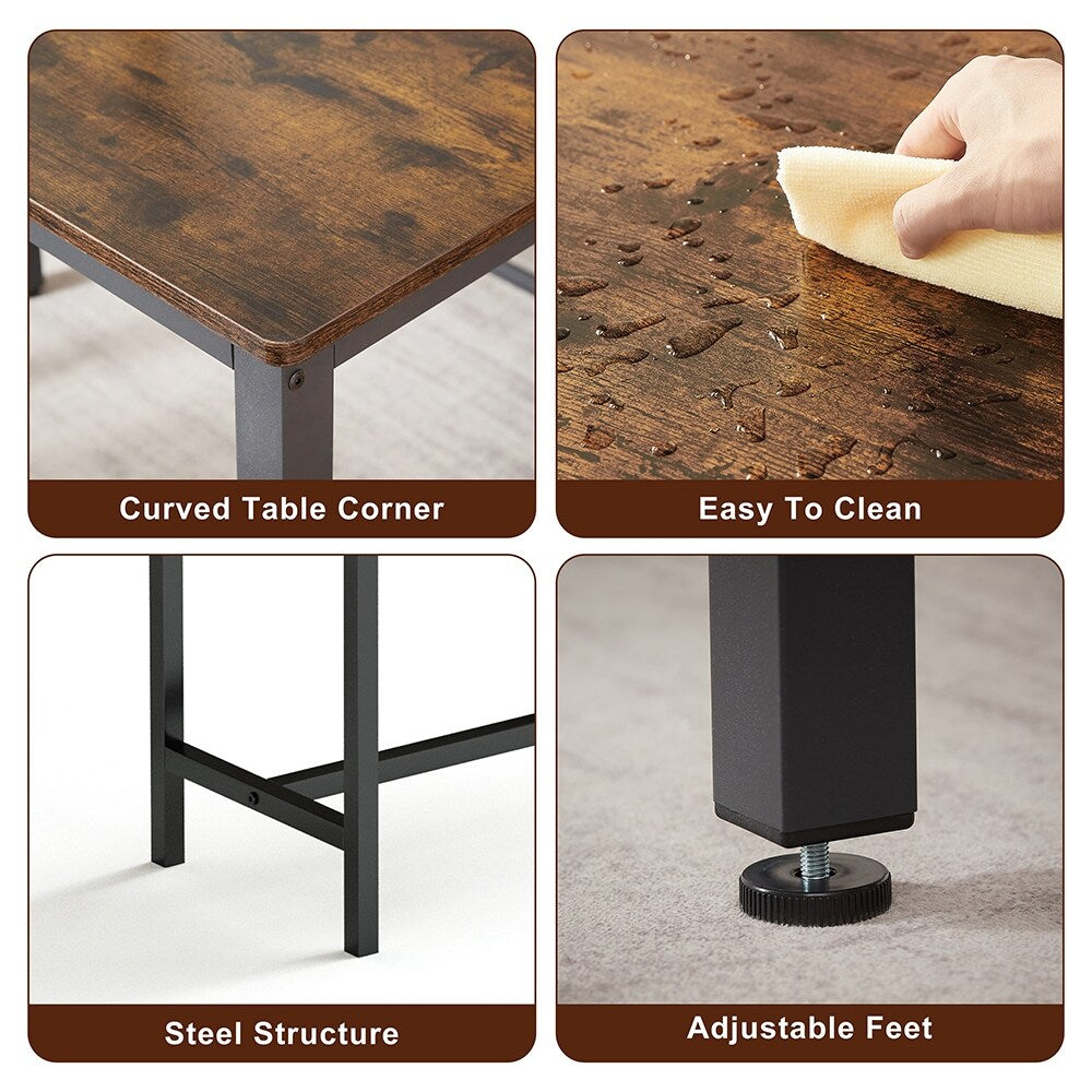 Ensemble de table à manger, ensemble de table de bar en bois, table de cuisine avec 2 bancs - 3 pièces