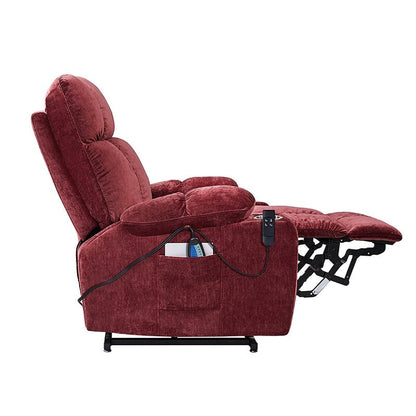 Fauteuil inclinable à double moteur OKIN pour personnes âgées avec chauffage, massage, position allongée à 180° et dossier/repose-pieds réglables.