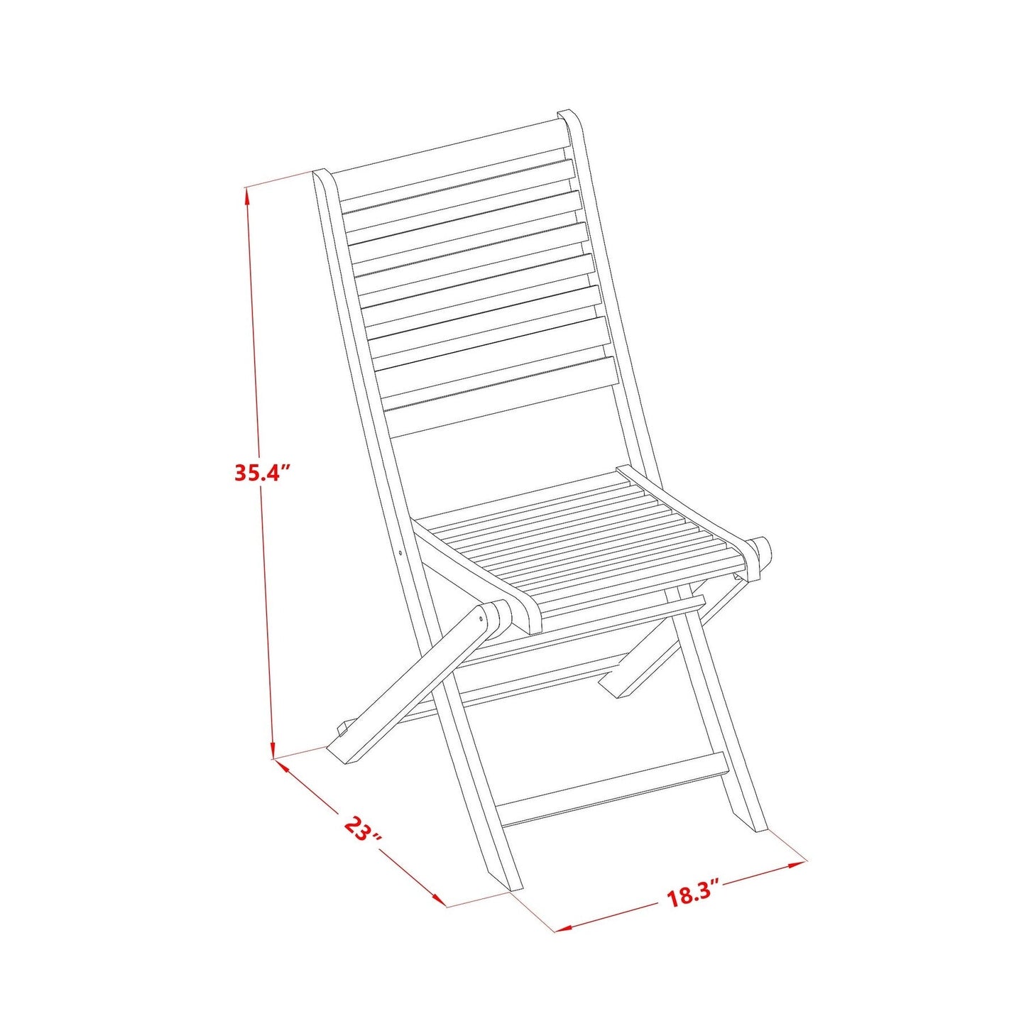 East West Furniture Ensemble de bistro d'extérieur pour conversation comprenant une table basse ronde en bois et 2 chaises latérales pliantes, finition naturelle huilée.
