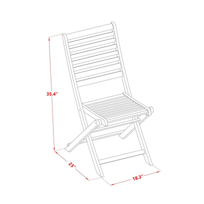 East West Furniture Ensemble de bistro d'extérieur pour conversation comprenant une table basse ronde en bois et 2 chaises latérales pliantes, finition naturelle huilée.