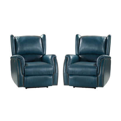 Fauteuil inclinable électrique en cuir véritable Eduardo avec port USB, lot de 2