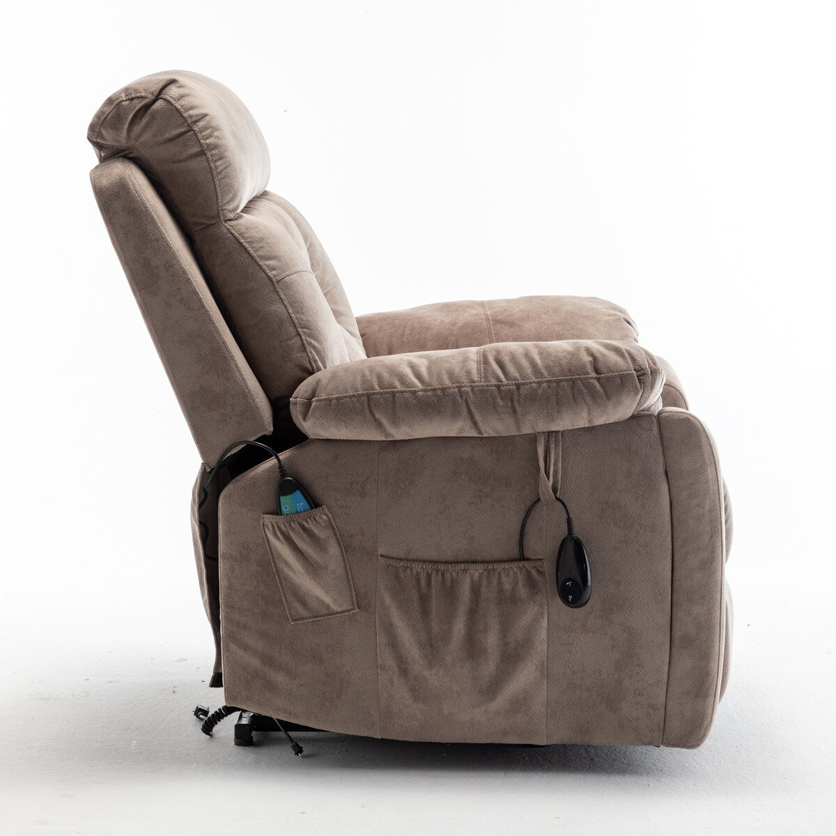 Fauteuil releveur électrique inclinable avec massage et chauffage.