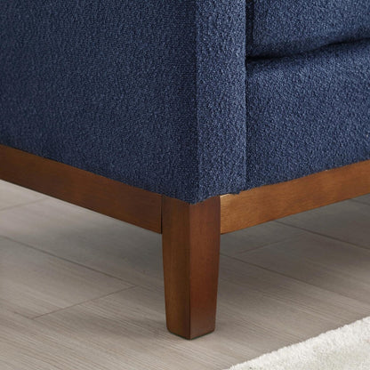 Tabouret-banc capitonné élégant de 53,5 pouces avec pieds en bois et coussins de soutien.