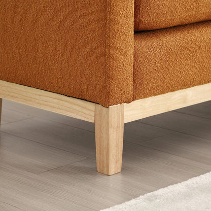 Tabouret-banc capitonné élégant de 53,5 pouces avec pieds en bois et coussins de soutien.