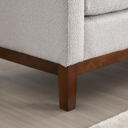 Tabouret-banc capitonné élégant de 53,5 pouces avec pieds en bois et coussins de soutien.