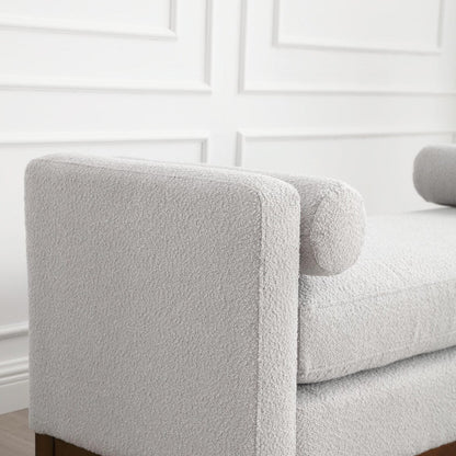 Tabouret-banc capitonné élégant de 53,5 pouces avec pieds en bois et coussins de soutien.