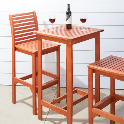 Ensemble table de bar et chaises en bois Emilio