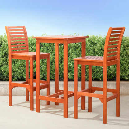 Ensemble table de bar et chaises en bois Emilio