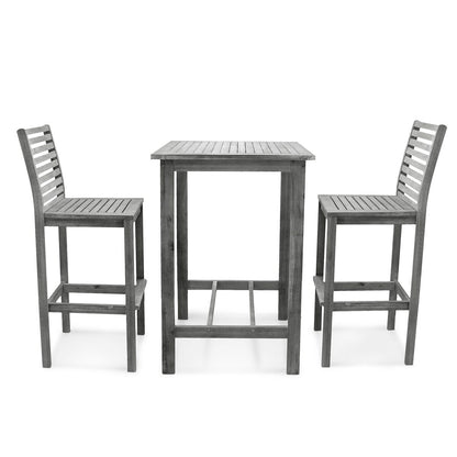Ensemble table de bar et chaises en bois Emilio