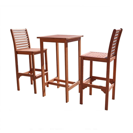 Ensemble table de bar et chaises en bois Emilio