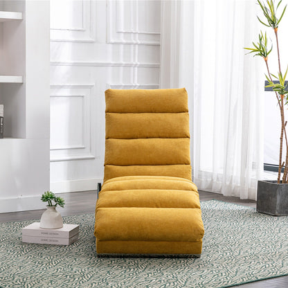 Chaise longue de massage ergonomique en lin, inclinable, capitonnée, avec fonction lit, télécommande et 5 modes de vibration.
