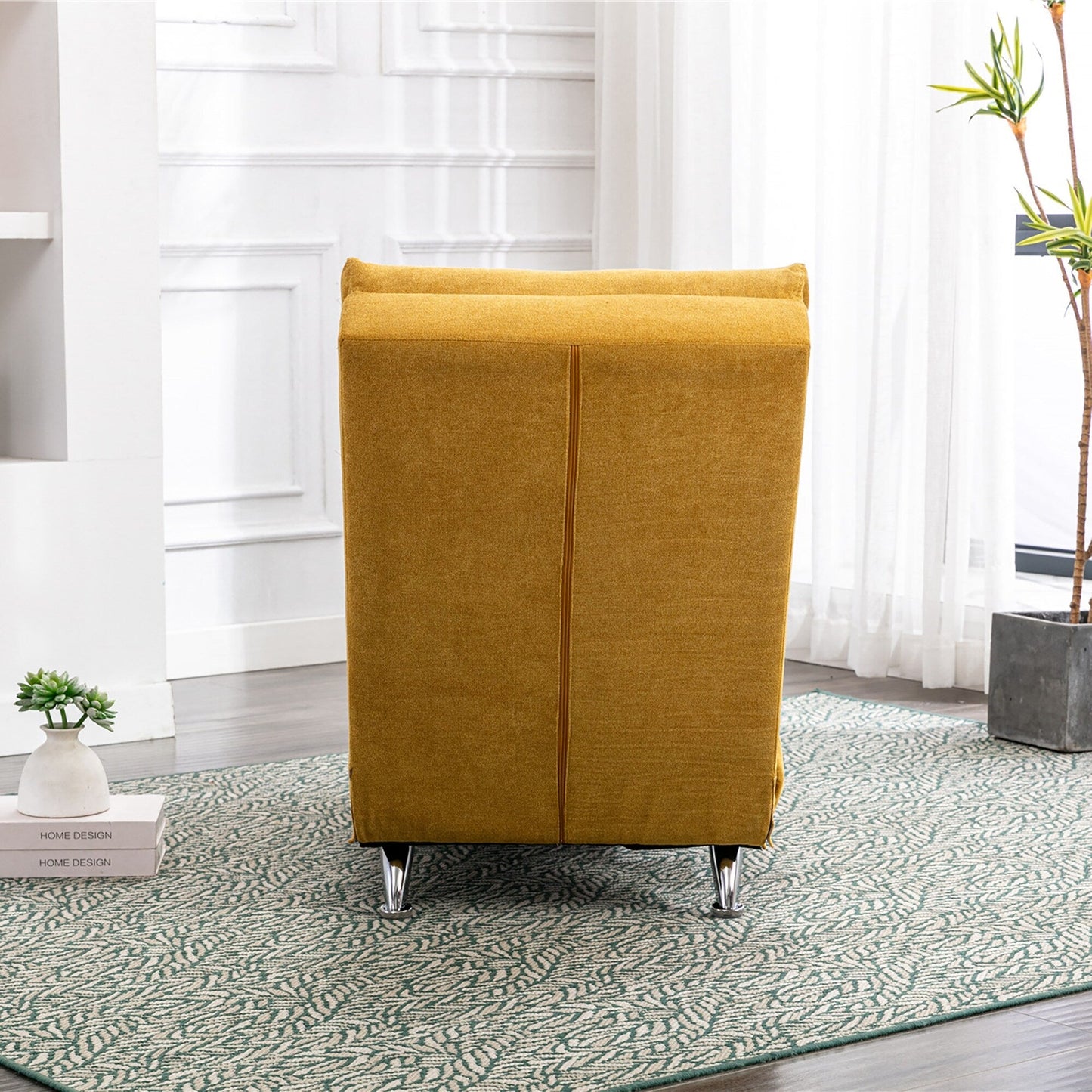 Chaise longue de massage ergonomique en lin, inclinable, capitonnée, avec fonction lit, télécommande et 5 modes de vibration.