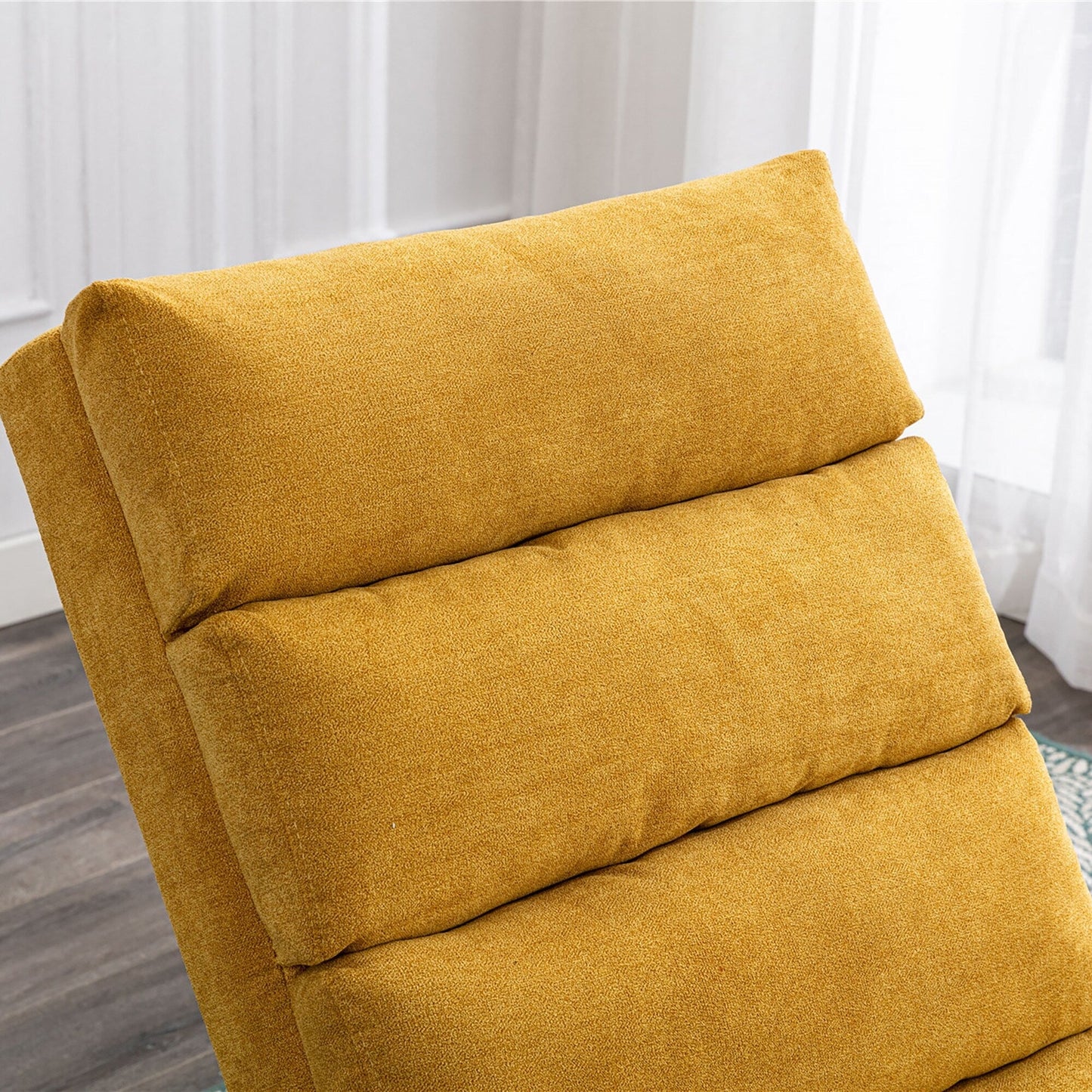 Chaise longue de massage ergonomique en lin, inclinable, capitonnée, avec fonction lit, télécommande et 5 modes de vibration.