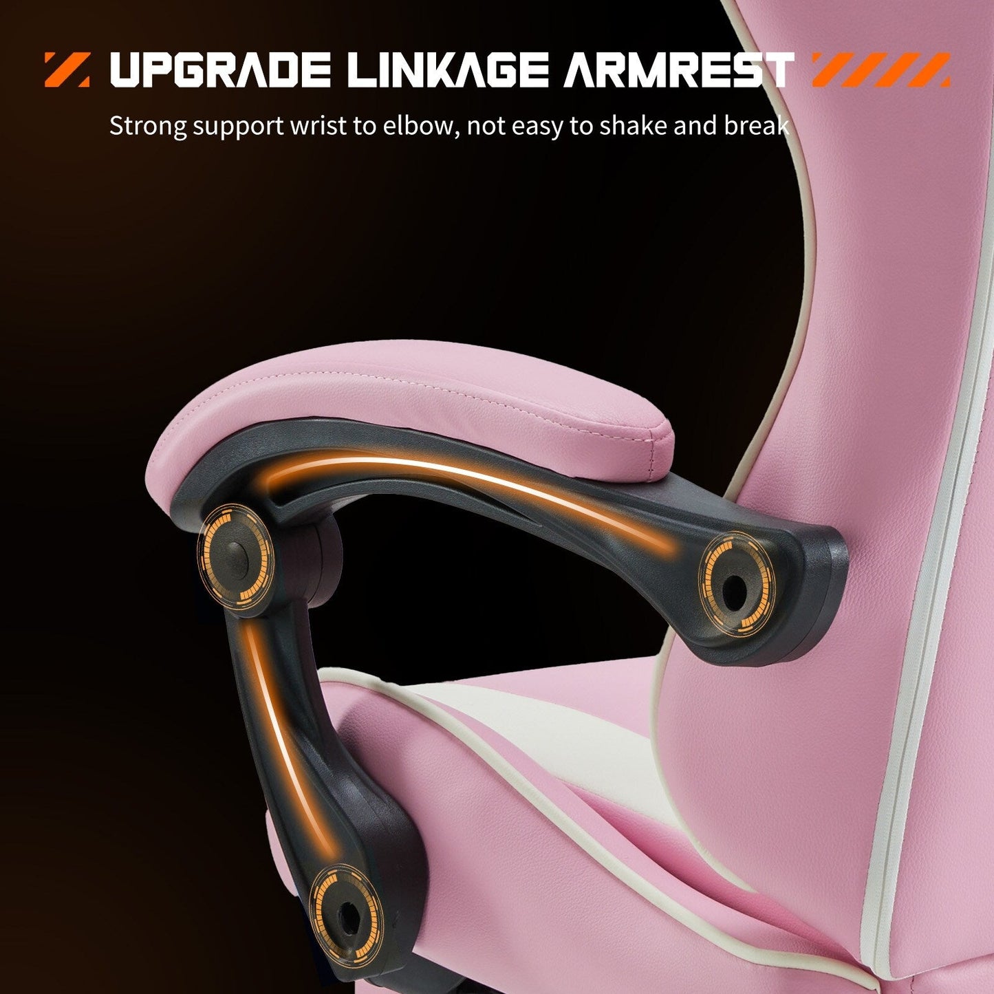 Fauteuil gaming inclinable ergonomique en cuir PU, pivotant à 360°, avec repose-pieds, repose-tête, soutien lombaire et hauteur réglable.