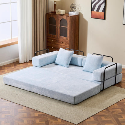 Canapé-lit convertible au sol avec dossier capitonné en tissu chenille pour salon et chambre à coucher