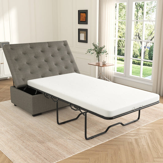 Canapé-lit pliable, pouf 49.6 avec canapé-lit pliable, pouf-lit convertible avec matelas à mémoire de forme et design capitonné