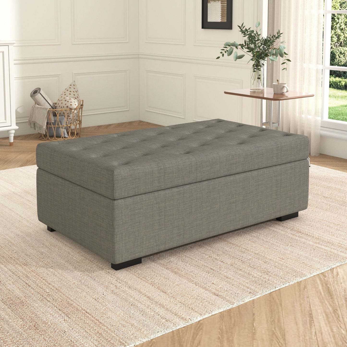 Canapé-lit pliable, pouf 49.6 avec canapé-lit pliable, pouf-lit convertible avec matelas à mémoire de forme et design capitonné