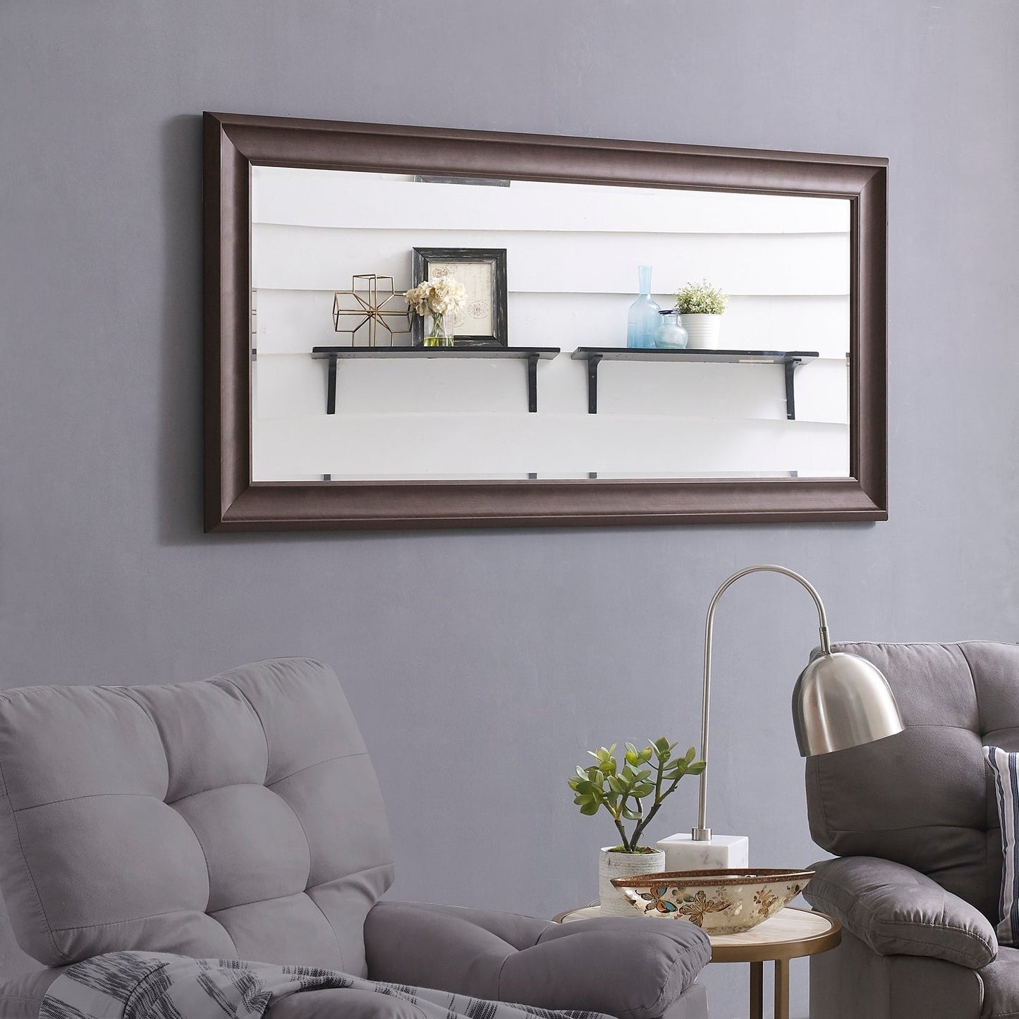 Grand miroir mural rectangulaire avec cadre - Miroir pleine longueur pour chambre à coucher et dressing.