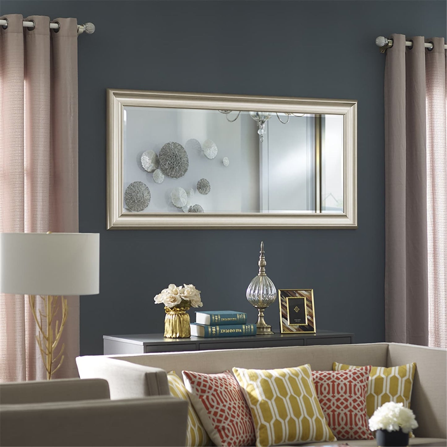 Grand miroir mural rectangulaire avec cadre - Miroir pleine longueur pour chambre à coucher et dressing.
