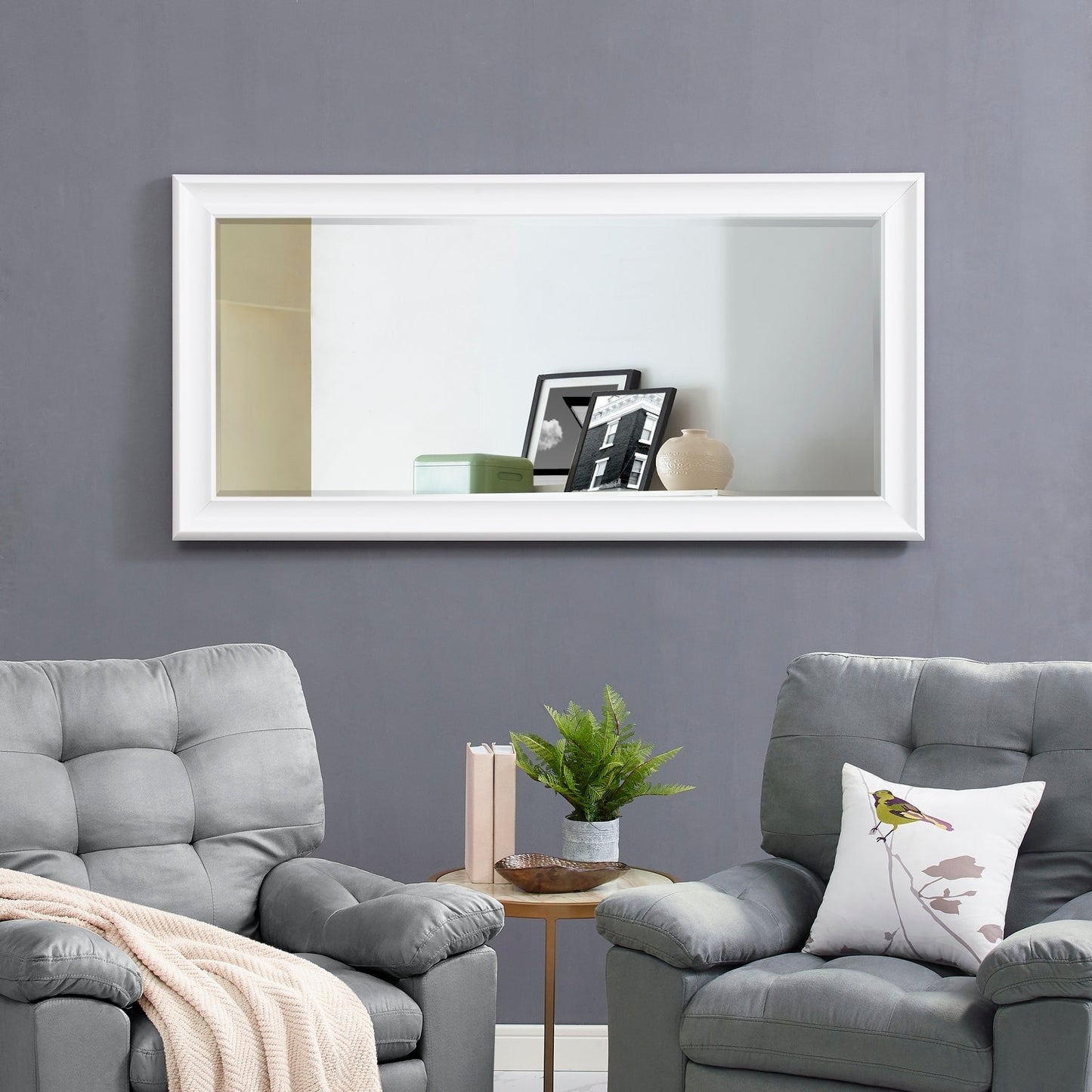 Grand miroir mural rectangulaire avec cadre - Miroir pleine longueur pour chambre à coucher et dressing.