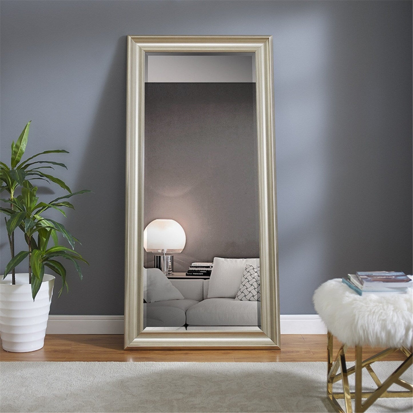 Grand miroir mural rectangulaire avec cadre - Miroir pleine longueur pour chambre à coucher et dressing.