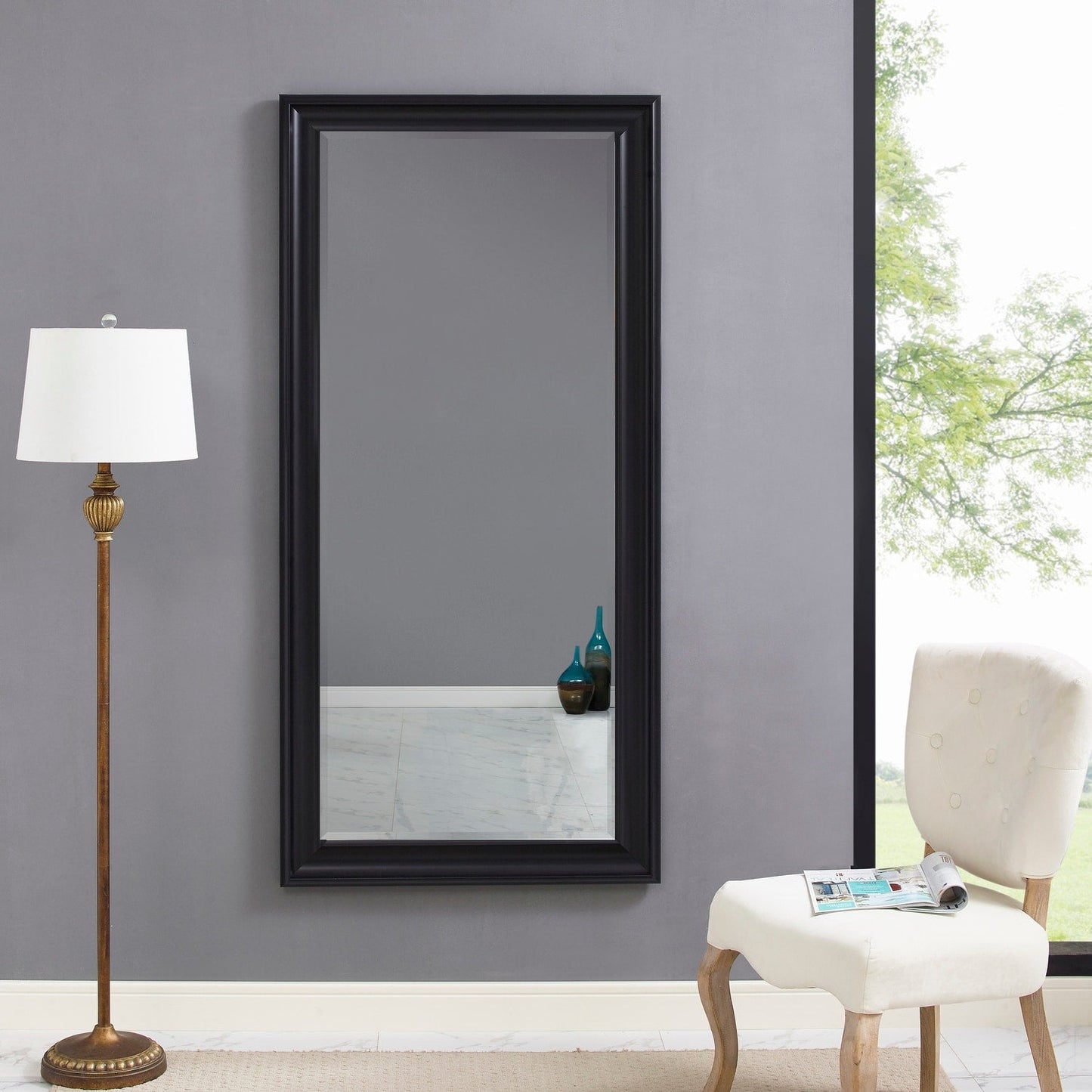 Grand miroir mural rectangulaire avec cadre - Miroir pleine longueur pour chambre à coucher et dressing.