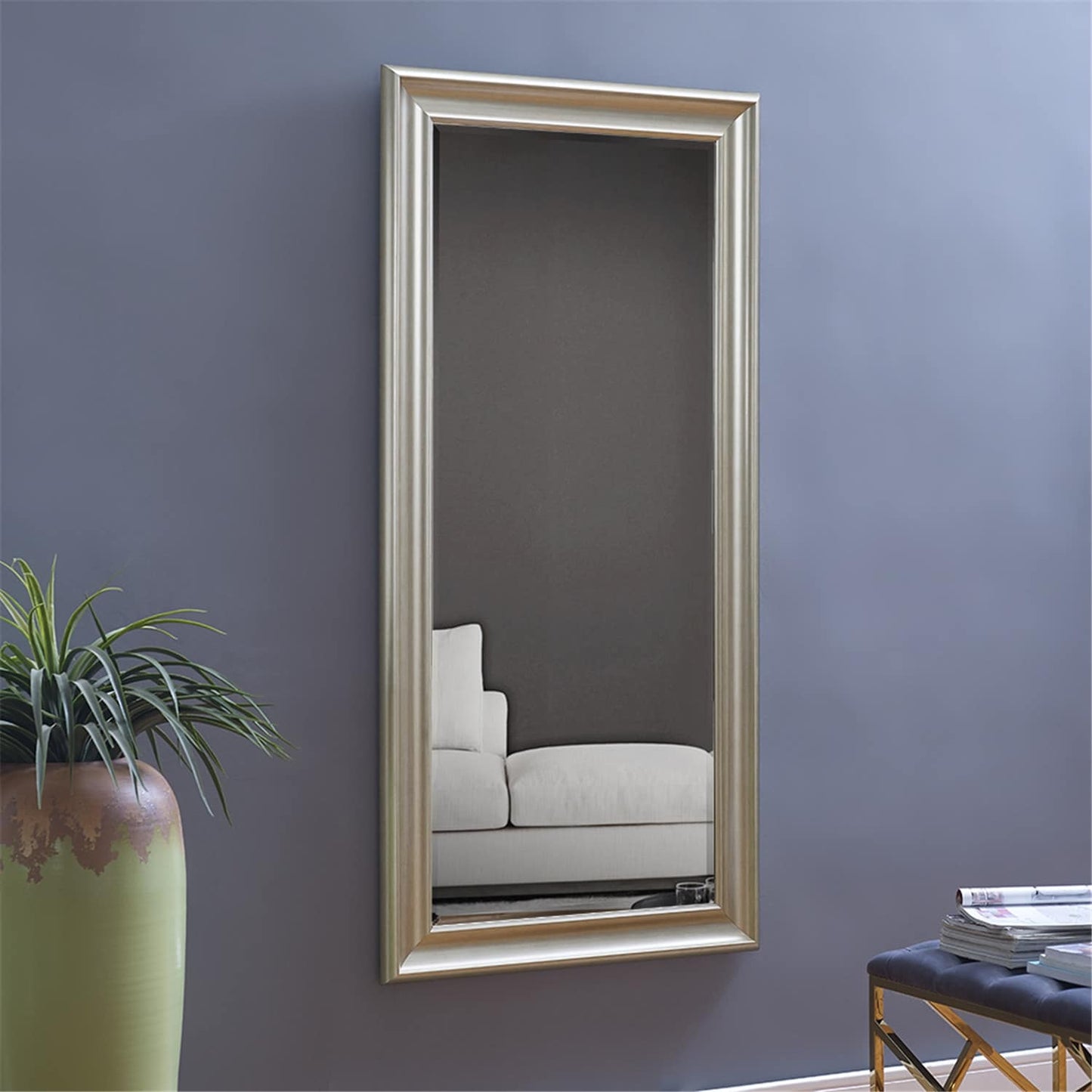 Grand miroir mural rectangulaire avec cadre - Miroir pleine longueur pour chambre à coucher et dressing.