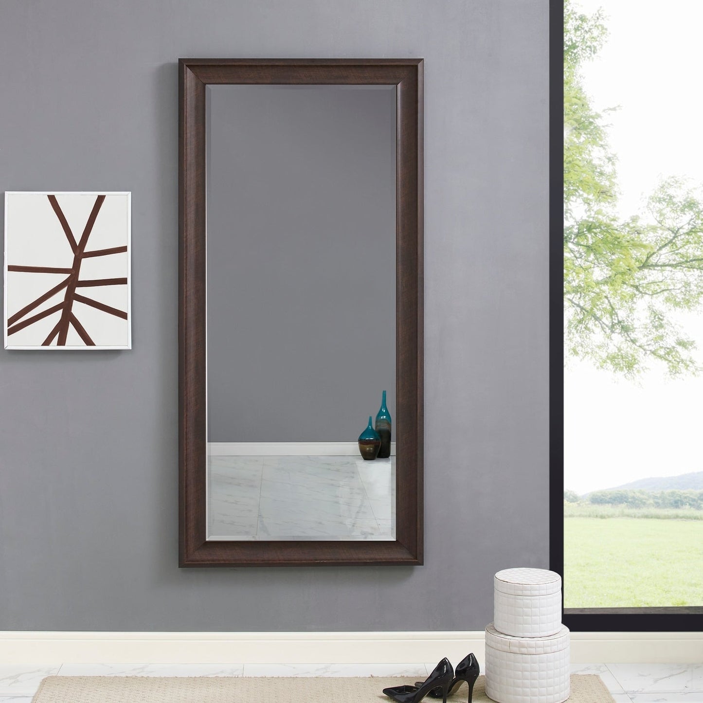 Grand miroir mural rectangulaire avec cadre - Miroir pleine longueur pour chambre à coucher et dressing.