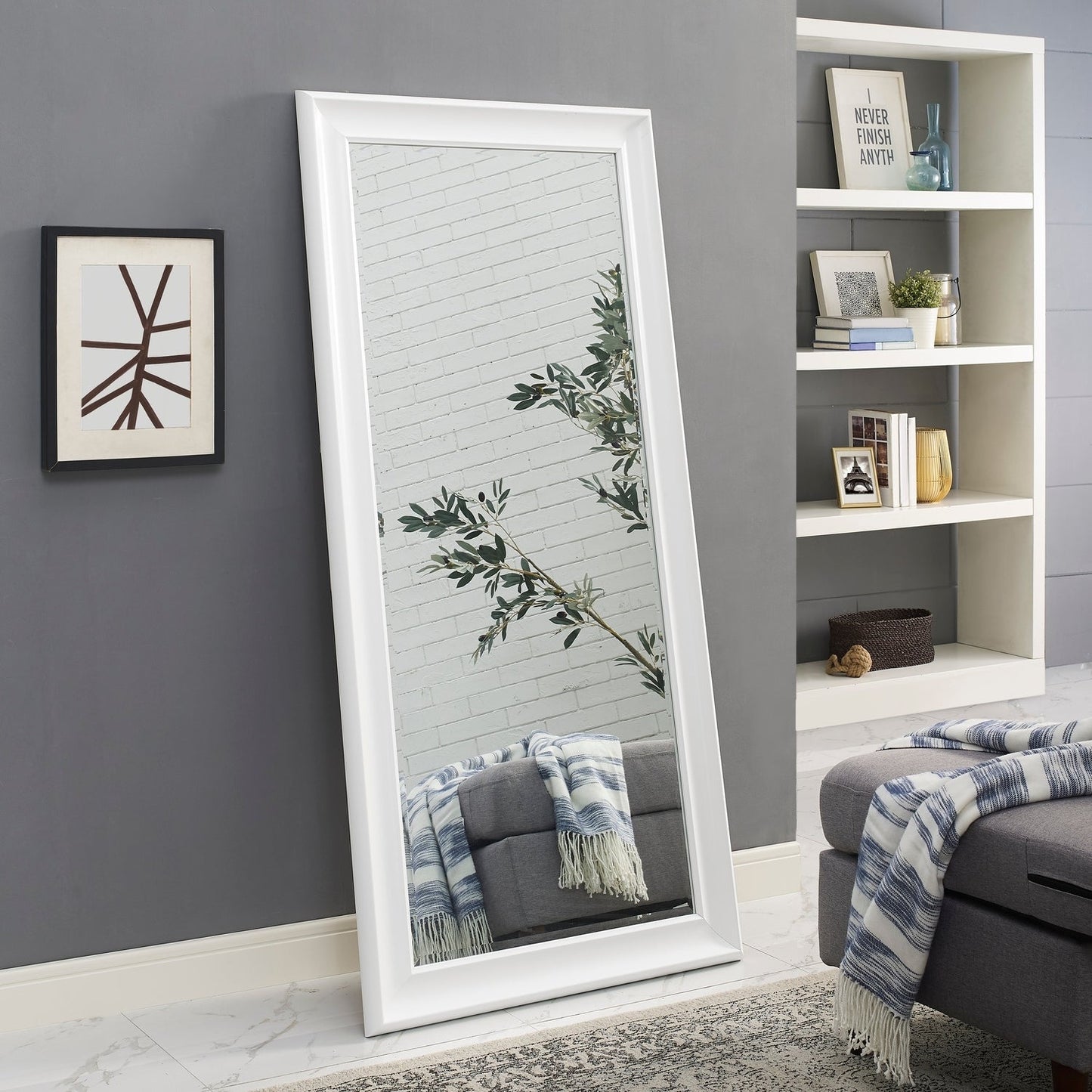 Grand miroir mural rectangulaire avec cadre - Miroir pleine longueur pour chambre à coucher et dressing.