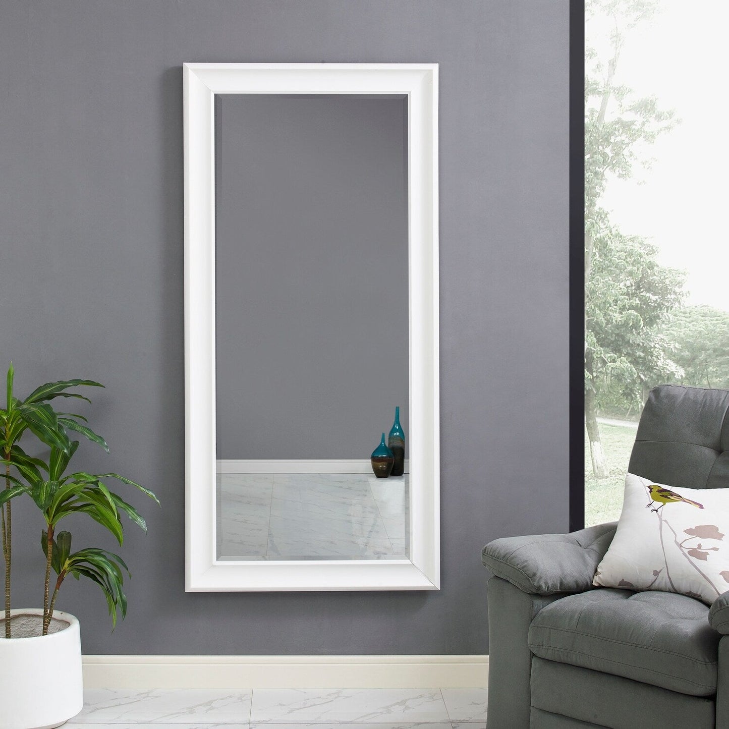 Grand miroir mural rectangulaire avec cadre - Miroir pleine longueur pour chambre à coucher et dressing.