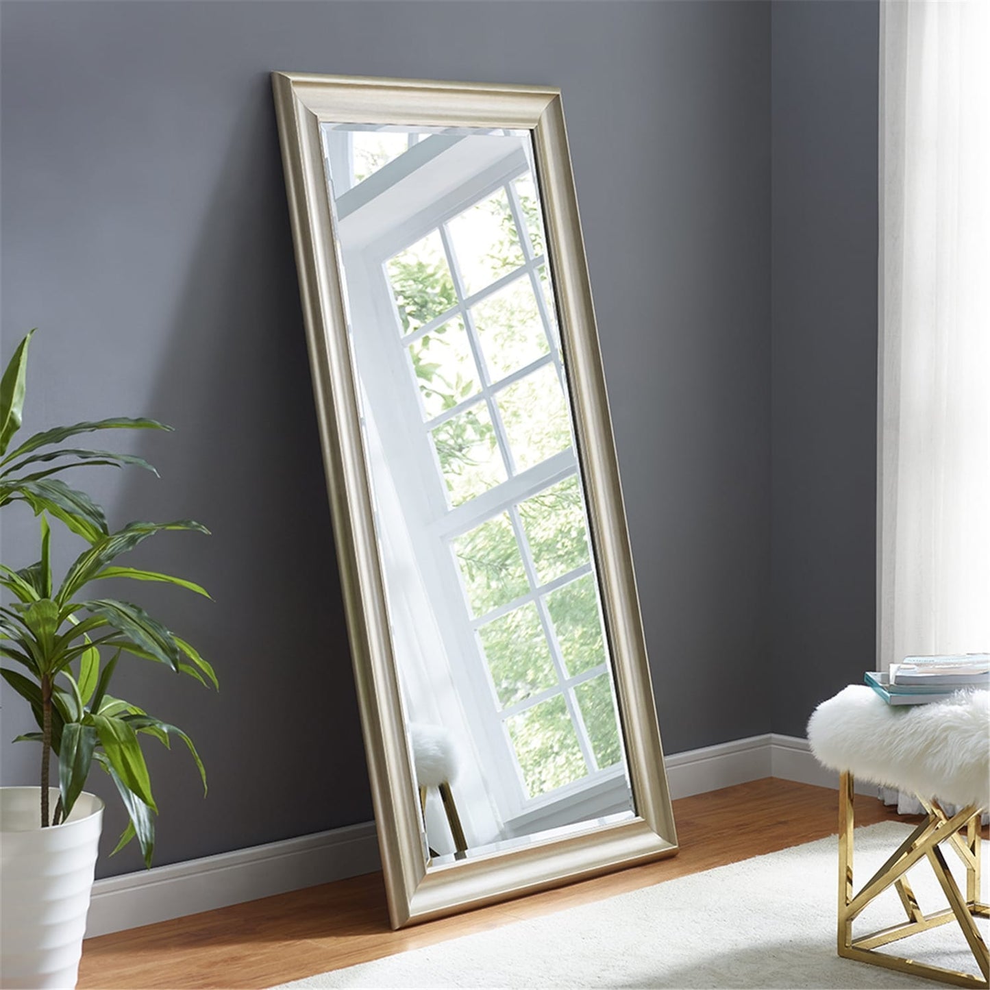 Grand miroir mural rectangulaire avec cadre - Miroir pleine longueur pour chambre à coucher et dressing.