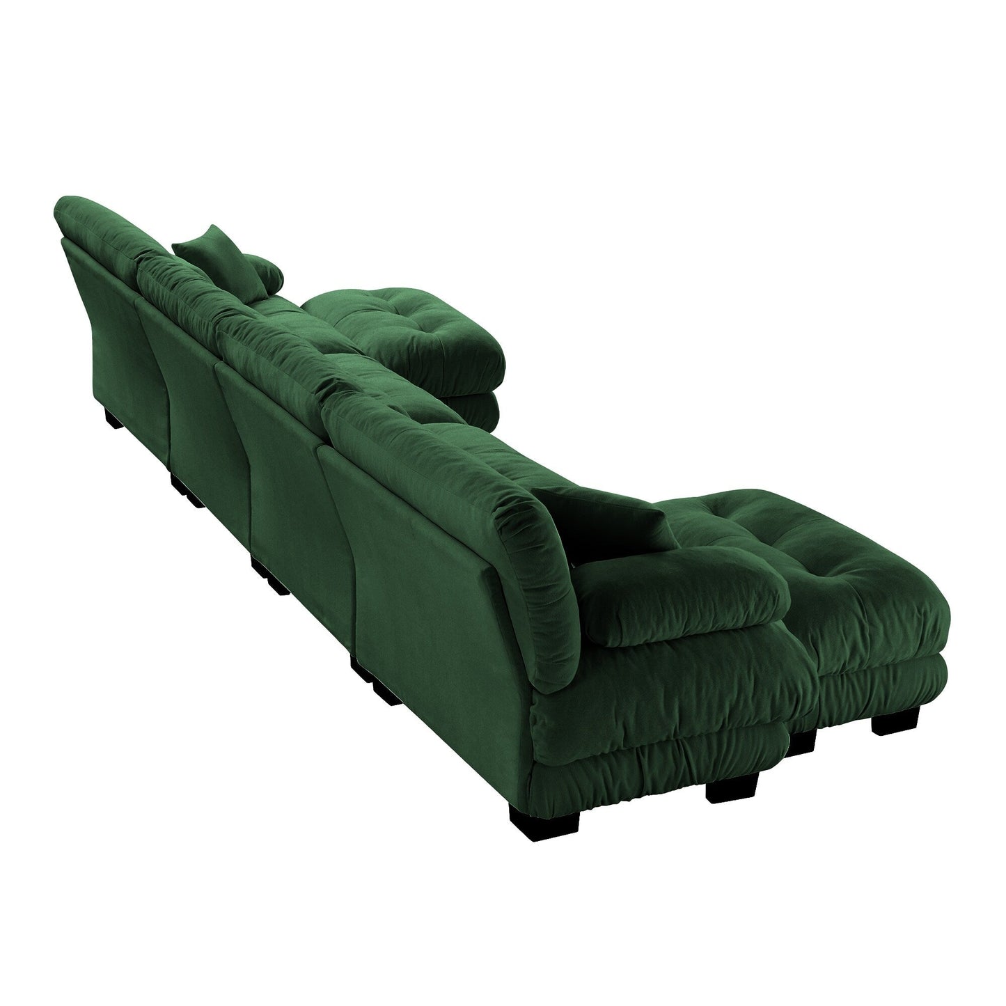 Canapé d'angle modulable en chenille 4 places avec 2 ottomans et coussin pour salon, à combiner à volonté.