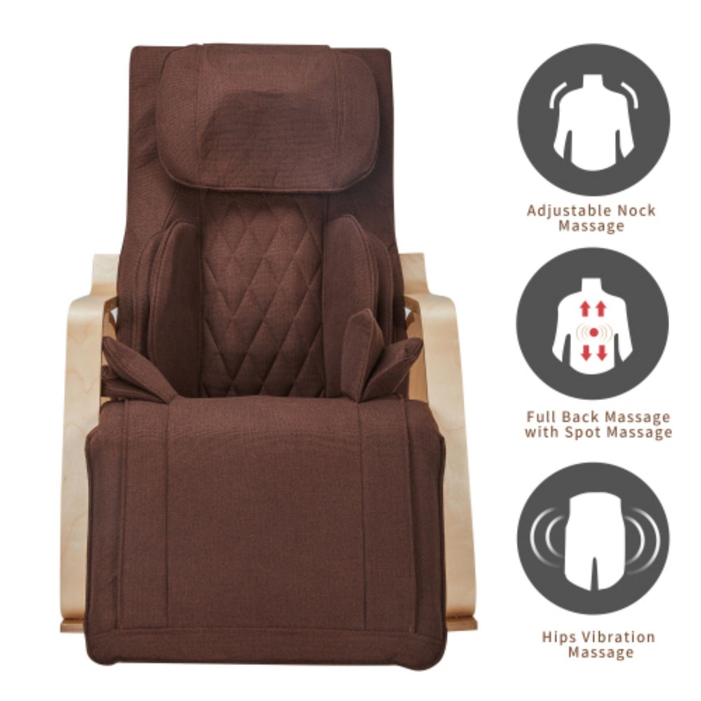 Fauteuil inclinable avec fonction de massage complète, pression d'air, relaxation, basculant et réglable, avec coussin en tissu coton.