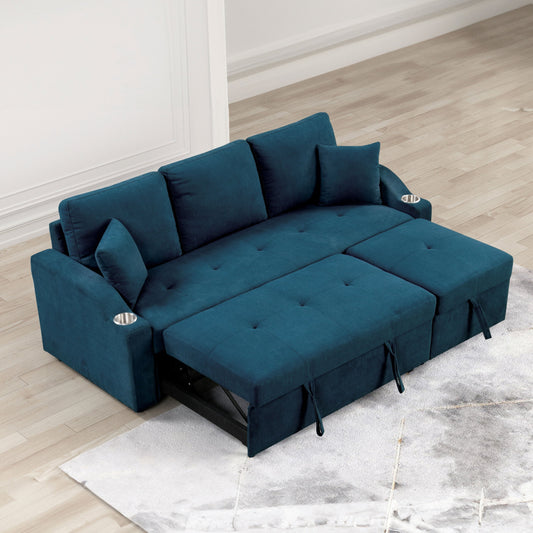 Canapé-lit modulable Scarlett de Furniture of America, style moderne, capitonné, gain de place, avec porte-gobelets