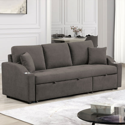 Canapé-lit modulable Scarlett de Furniture of America, style moderne, capitonné, gain de place, avec porte-gobelets