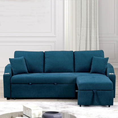 Canapé-lit modulable Scarlett de Furniture of America, style moderne, capitonné, gain de place, avec porte-gobelets
