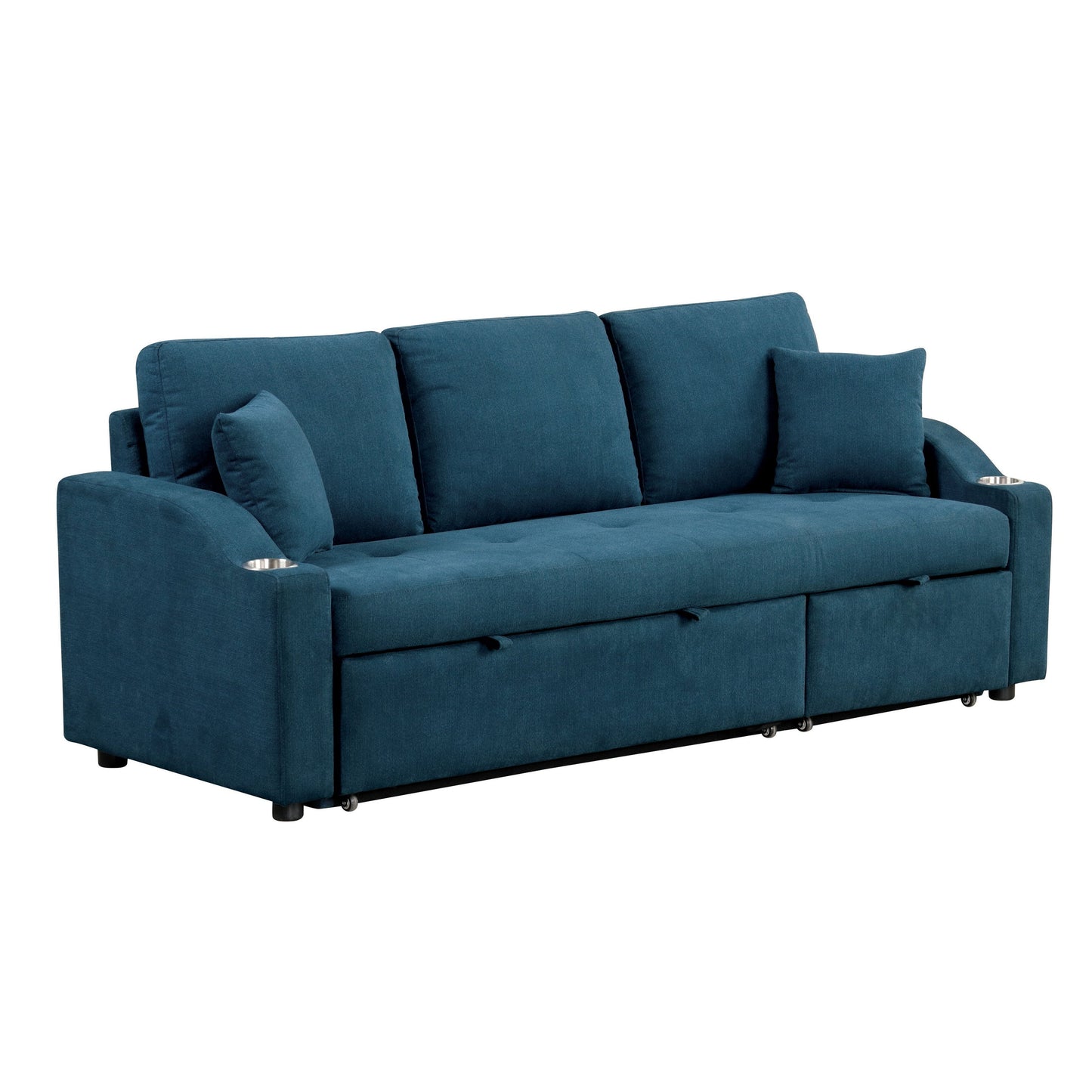 Canapé-lit modulable Scarlett de Furniture of America, style moderne, capitonné, gain de place, avec porte-gobelets