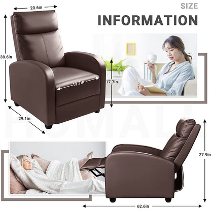 Canapé-lit inclinable en cuir PU Furniwell avec assise et dossier rembourrés.
