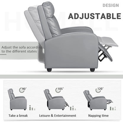Canapé-lit inclinable en cuir PU Furniwell avec assise et dossier rembourrés.
