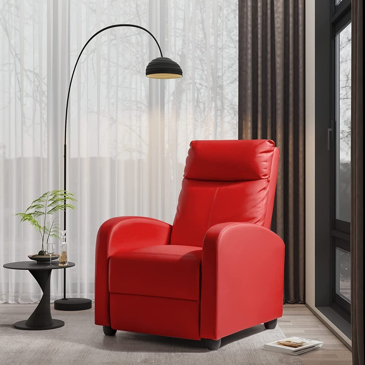 Canapé-lit inclinable en cuir PU Furniwell avec assise et dossier rembourrés.