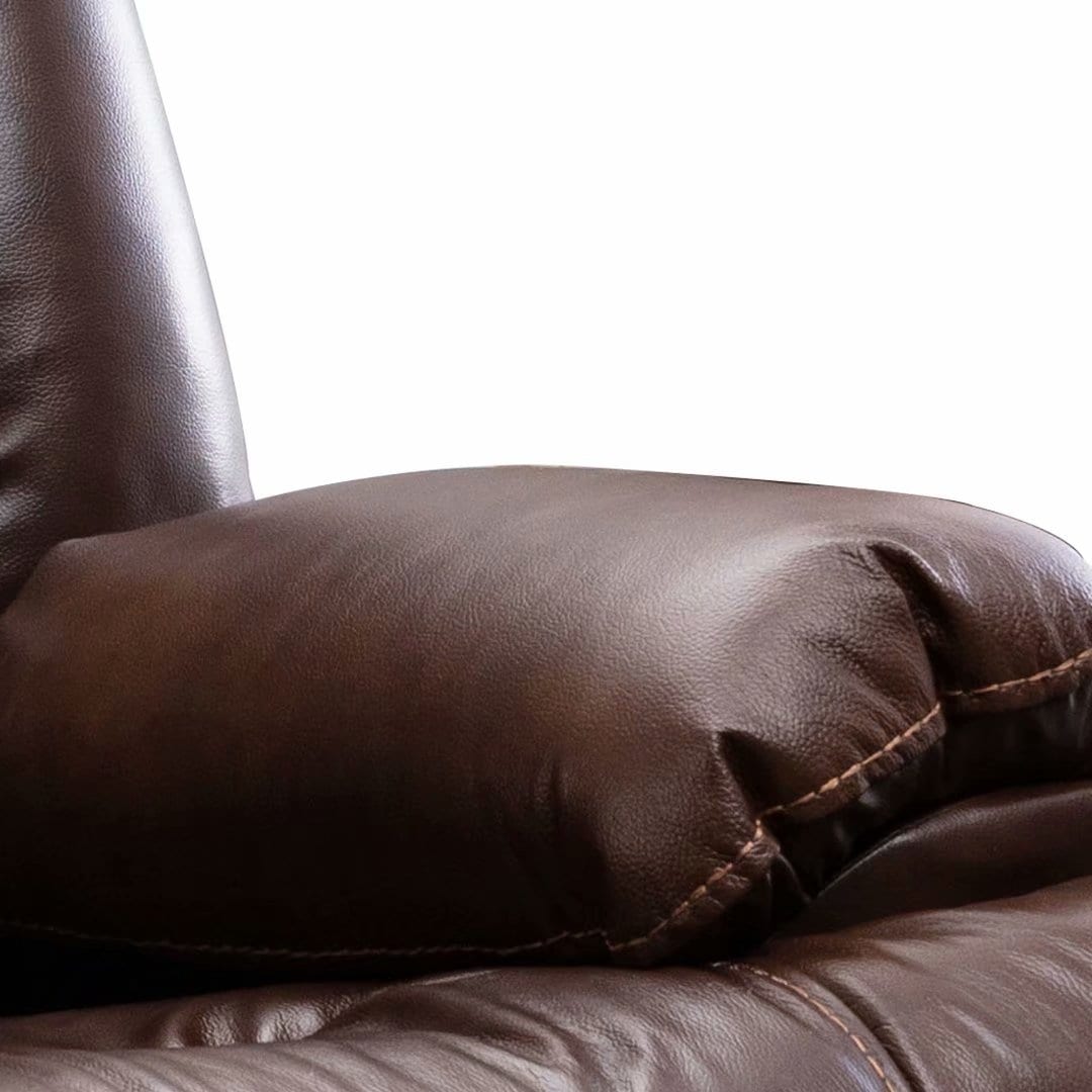 Ensemble de canapés et fauteuils inclinables à commande manuelle en cuir véritable, style moderne du milieu du siècle.
