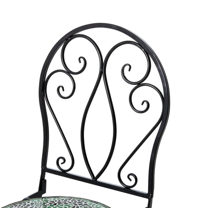 Glitzhome Ensemble de Bistro Pliable en Métal pour Extérieur 3 Pièces, Table et Chaises de Patio