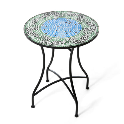 Glitzhome Ensemble de Bistro Pliable en Métal pour Extérieur 3 Pièces, Table et Chaises de Patio
