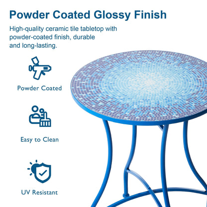 Glitzhome Ensemble de Bistro Pliable en Métal pour Extérieur 3 Pièces, Table et Chaises de Patio