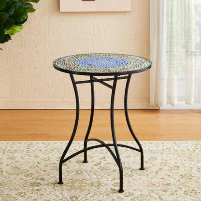 Glitzhome Ensemble de Bistro Pliable en Métal pour Extérieur 3 Pièces, Table et Chaises de Patio