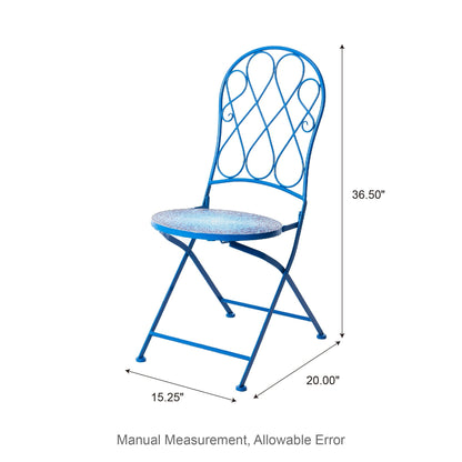 Glitzhome Ensemble de Bistro Pliable en Métal pour Extérieur 3 Pièces, Table et Chaises de Patio
