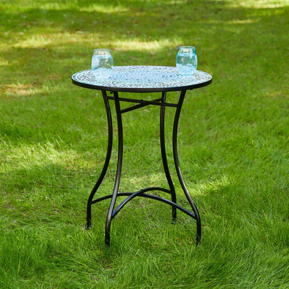 Glitzhome Ensemble de Bistro Pliable en Métal pour Extérieur 3 Pièces, Table et Chaises de Patio