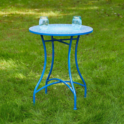 Glitzhome Ensemble de Bistro Pliable en Métal pour Extérieur 3 Pièces, Table et Chaises de Patio