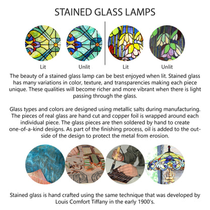 Gracewood Hollow Asdreni Lampe Tiffany en verre teinté de 50,8 cm - 35,5 L x 35,5 l x 51,5 H (cm)